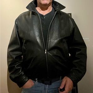 Coach black leather bomber jacket